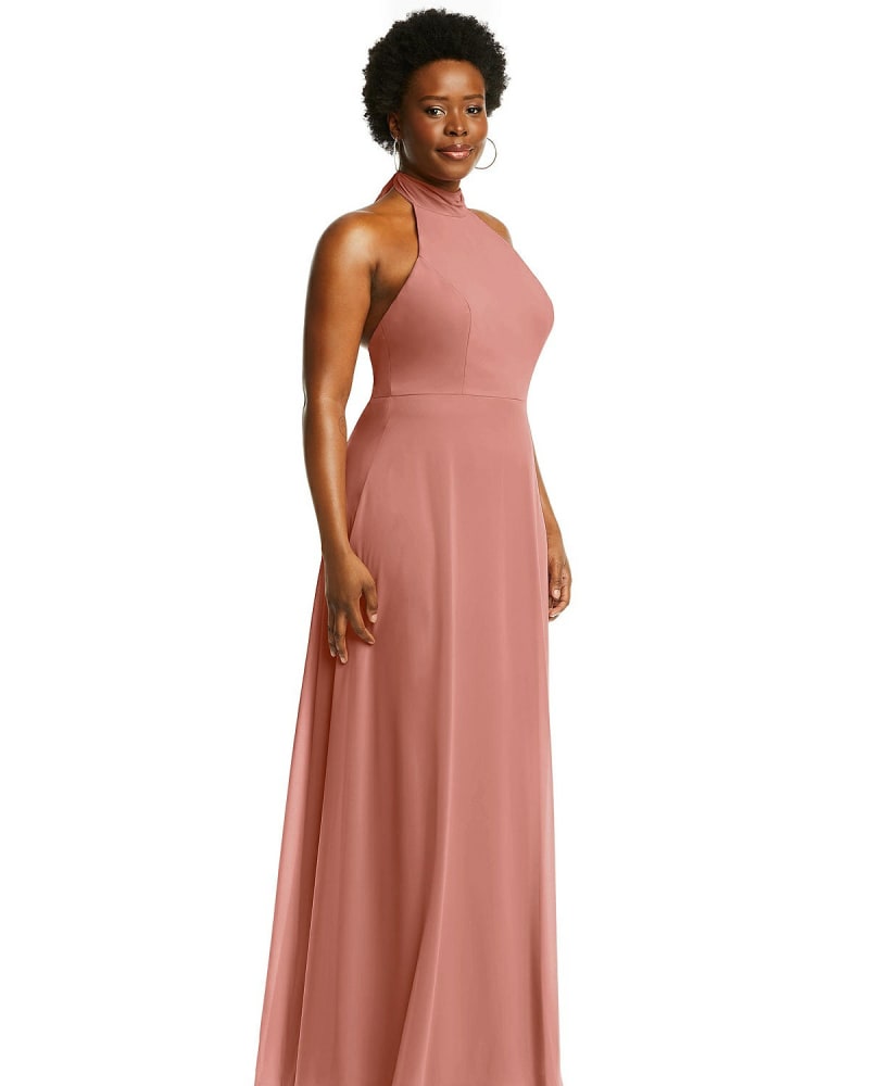 High neck open back dress 2025
